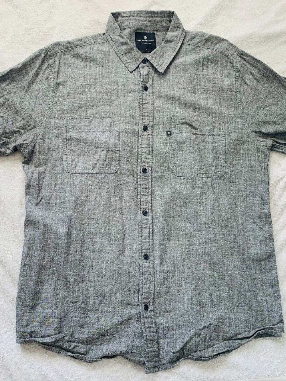 Junk Food Clothing Los Angeles Dress Shirt Mens Size L Gray/Grey Button Front